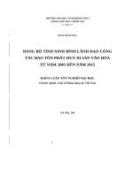 Đảng bộ tỉnh ninh bình lãnh đạo công tác bảo tồn phát huy di sản văn hóa từ năm 2005 đến năm 2015 