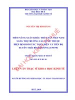 Tiềm năng xuất khẩu thủy sản việt nam sang thị trường các nước thuộc hiệp định đối tác toàn diện và tiến bộ xuyên thái bình dương (CPTPP) 