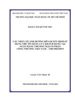 Các nhân tố ảnh hưởng đến quyết định sử dụng thẻ tín dụng của khách hàng tại ngân hàng thương mại cổ phần công thương việt nam   chi nhánh 9 