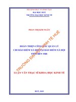 Hoàn thiện công tác quản lý chi bảo hiểm xã hội tại bảo hiểm xã hội tỉnh bến tre 