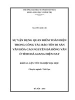 Sự vận dụng quan điểm toàn diện trong công tác bảo tồn di sản văn hóa cao nguyên đá đồng văn ở tỉnh hà giang hiện nay 