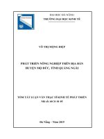 Phát triển nông nghiệp trên địa bàn huyện mộ đức, tỉnh quảng ngãi 