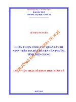 Hoàn thiện công tác quản lý chi ngân sách nhà nước trên địa bàn huyện tân phước, tỉnh tiền giang 
