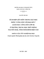 Tích hợp liên môn trong dạy học phần “công dân với đạo đức” (giáo dục công dân lớp 10) ở trường trung học phổ thông nguyễn huệ, tỉnh ninh bình hiện nay 
