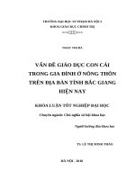 Vấn đề giáo dục con cái trong gia đình ở nông thôn trên địa bàn tỉnh bắc giang hiện nay 