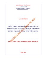 Hoàn thiện kiểm soát chi vốn đầu tư xây dựng cơ bản qua kho bạc nhà nước huyện tân phú đông, tỉnh tiền giang 