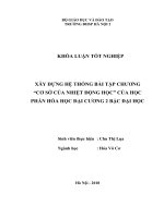 Xây dựng hệ thống bài tập chương “cơ sở của nhiệt động học” của hóa học đại cương 2 bậc đại học 