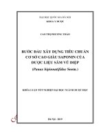 Bước đầu xây dựng tiêu chuẩn cơ sở cao giàu saponin của dược liệu sâm vũ diệp ( panax bipinnatifidus seem ) 