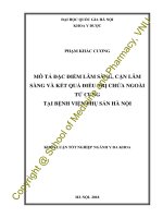 Mô tả đặc điểm lâm sàng, cận lâm sàng và kết quả điều trị chửa ngoài tử cung tại bệnh viện phụ sản hà nội 