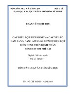 CÁC KIỂU đột BIẾN GEN và các yếu tố lâm SÀNG, cận lâm SÀNG LIÊN hệ đến đột BIẾN GEN TRÊN BỆNH NHÂN BỆNH cơ TIM PHÌ đại tt 
