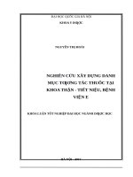 Nghiên cứu xây dựng danh mục tương tác thuốc tại khoa thận   tiết niệu, bệnh viện e 