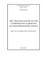 Thực trạng đào tạo liên tục cho cán bộ dược sĩ ở các bệnh viện tại thành phố hải dương năm 2017 