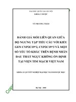 Đánh giá mối liên quan giữa độ ngưng tập tiểu cầu với kiểu gen cyp2c19 2, CYP2C19 3 và một số yếu tố khác trên bệnh nhân đau thắt ngực không ổn định tại viện tim mạch việt nam 