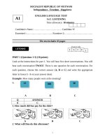 Đê thi tiếng anh trình độ a1 có keys