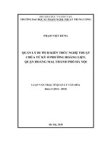 Quản lý di tích kiến trúc nghệ thuật chùa Tứ Kỳ ở phường Hoàng Liệt, quận Hoàng Mai, thành phố Hà Nội (Luận văn thạc sĩ)