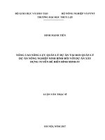 Nâng cao năng lực quản lý dự án tại ban quản lý dự án nông nghiệp ninh bình đối với dự án xây dựng tuyến đê biển bình minh IV 