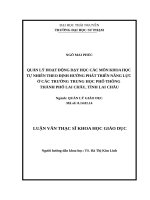 Quản lý hoạt động dạy học theo định phướng phát triển năng lực học sinh THPT