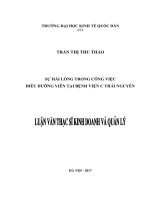 Luận văn thạc sỹ - Sự hài lòng với công việc của đội ngũ điều dưỡng viên tại bệnh viện C Thái Nguyên