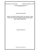Nâng cao chất lượng công tác quản lý nhà nước về xây dựng trên địa bàn huyện ninh hải, tỉnh ninh thuận 