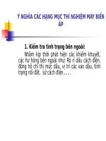 Ý NGHĨA CÁC HẠNG MỤC THÍ NGHIỆM MÁY BIẾN ÁP