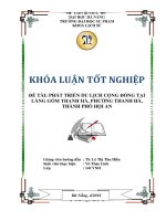 Phát triển du lịch cộng đồng tại làng gốm thanh hà, phường thanh hà, thành phố hội an