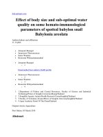 Effect of body size and sub optimal water qual 