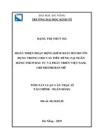 Hoàn thiện hoạt động kiểm soát rủi ro tín dụng trong cho vay tiêu dùng tại Ngân hàng TMCP Đầu tư và phát triển Việt Nam, chi nhánh Ban Mê