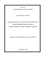 DẤU HIỆU TRẦM CẢM VÀ MỘT SỐ YẾU TỐ LIÊN QUAN Ở MỘT SỐ KHỐI SINH VIÊN ĐA KHOA TRƯỜNG ĐẠI HỌC Y DƯỢC HẢI PHÒNG, NĂM 2015