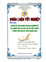 Đánh giá của người dân địa phương về tác động của du lịch tại xã cẩm thanh, tp  hội an, tỉnh quảng nam