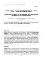 Evaluation of a rainbow trout (oncorhynchus mikyss) culture water recirculating system 