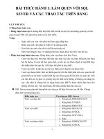 BÀI THỰC HÀNH 1: LÀM QUEN VỚI SQL SEVER VÀ CÁC THAO TÁC TRÊN BẢNG