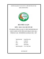 BÁO CÁO CHUYÊN ĐỀ ỨNG DỤNG CÔNG CỤ GIS VÀ VIỄN THÁM ĐÁNH GIÁ CHẤT LƯỢNG NƯỚC SÔNG ĐÁY ĐOẠN CHẢY QUA TỈNH HÀ NAM– NINH BÌNH GIAI ĐOẠN 2016 - 2017