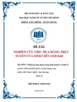 NGHIÊN CỨU VIỆC MUA HÀNG TRỰC TUYẾN CỦA SINH VIÊN UEH K40, BỘ MÔN: Thống kê ứng dụng trong kinh doanh và kinh tế