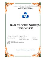 BÁO CÁO THÍ NGHIỆM HÓA VÔ CƠ, ĐẠI HỌC BÁCH KHOA,KHOA KỸ THUẬT HÓA HỌC