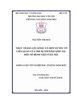 THỰC TRẠNG sâu RĂNG và một số yếu tố LIÊN QUAN của TRẺ bị TIM bẩm SINH tại một số BỆNH VIỆN ở hà nội 