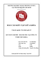 BÁO CÁO Tài chính quốc tế, KẾ TOÁN CHI PHÍ – DOANH THU TẠI CÔNG TY TNHH VIỆT KHOA