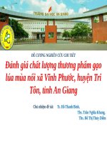 Đánh giá chất lượng thương phẩm gạo lúa mùa nổi xã Vĩnh Phước, huyện Tri Tôn, tỉnh An Giang