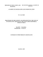 Quy trình tổ chức, thực hiện các tuyến bài điều tra ở tòa soạn báo việt nam hiện nay tóm tắt LA tiếng anh