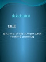 Đánh giá hiệu quả lâm nghiệp cộng đồng tại khu bảo tồn thiên nhiên thần Sa Phượng Hoàng