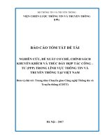 NGHIÊN CỨU ĐỀ XUẤT CƠ CHẾ, CHÍNH SÁCH KHUYẾN KHÍCH VÀ THÚC ĐẨY HỢP TÁC CÔNG –TƯ (PPP) TRONG LĨNH VỰC THÔNG TIN VÀTRUYỀN THÔNG TẠI VIỆT NAM