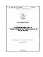 ĐẶC điểm NHÂN CÁCH và TRẦM cảm ở học SINH TRƯỜNG THPT NGUYỄN THỊ MINH KHAI hà nội năm học 2018 2019 