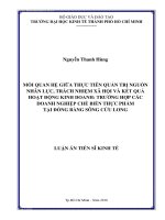 Luận Văn Mối quan hệ giữa thực tiễn quản trị nguồn nhân lực, trách nhiệm xã hội và kết quả hoạt động kinh doanh - Trường hợp các doanh nghiệp chế biến thực phẩm tại đồng bằng sông Cửu Long