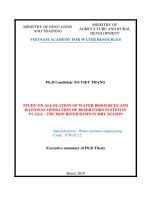 Nghiên cứu phân bổ nguồn nước và vận hành hợp lý hệ thống hồ chứa lưu vực sông vu gia – thu bồn trong mùa cạn tt tiếng anh 