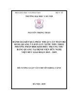 ĐÁNH GIÁ kết QUẢ PHẪU THUẬT cắt TOÀN bộ BÀNG QUANG VÀ dẫn lưu nước TIỂU THEO PHƯƠNG PHÁP BRICKER điều TRỊ UNG THƯ BÀNG QUANG TẠI BỆNH VIỆN hữu NGHỊ VIỆT đức GIAI ĐOẠN 2015 – 2019 