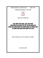 ĐẶC điểm lâm SÀNG, cận lâm SÀNG TRƯỚC điều TRỊ và một số yếu tố LIÊN QUAN tới CHẬM TRỄ CHẨN đoán của BỆNH NHÂN LAO MÀNG não tại BỆNH VIỆN BẠCH MAI năm 2016 2018 
