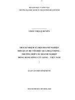 Luận Văn Trách nhiệm xã hội doanh nghiệp mối quan hệ với hiệu quả hoạt động – Trường hợp các doanh nghiệp đồng bằng sông Cửu Long, Việt Nam