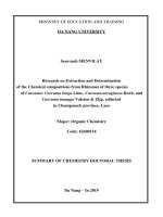 Nghiên cứu chiết tách và xác định thành phần hóa học trong thân rễ của ba loại nghệ tt tiếng anh 