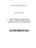 Luận văn thạc sỹ - Chất lượng dịch vụ hành khách của Công ty TNHH MTV Dịch vụ mặt đất Sân bay Việt Nam – chi nhánh Nội Bài