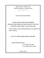 Tổ chức hoạt động trải nghiệm cho học sinh trong dạy học lịch sử Việt Nam ở trường trung học cơ sở tại Hà Nội