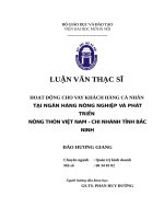 Luận văn thạc sỹ - Hoạt động cho vay khách hàng cá nhân tại Ngân hàng Nông nghiệp và Phát triển nông thôn Việt Nam - Chi nhánh tỉnh Bắc Ninh